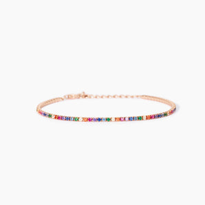 Bracciale tennis placcato oro rosa con pietre