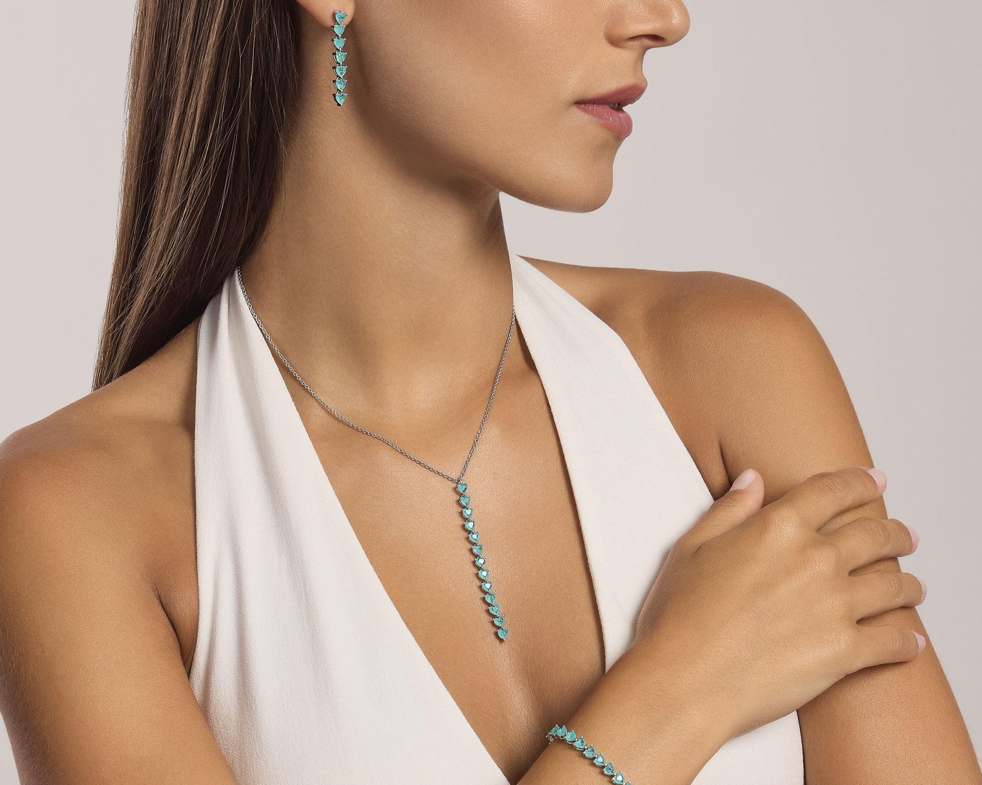 Orecchini tennis con fusion stone glass azzurro