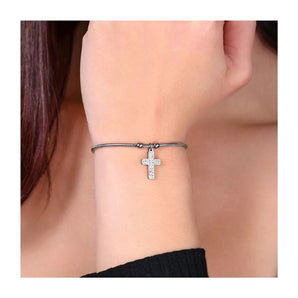 BRACCIALE DONNA IN ACCIAIO CON CROCE