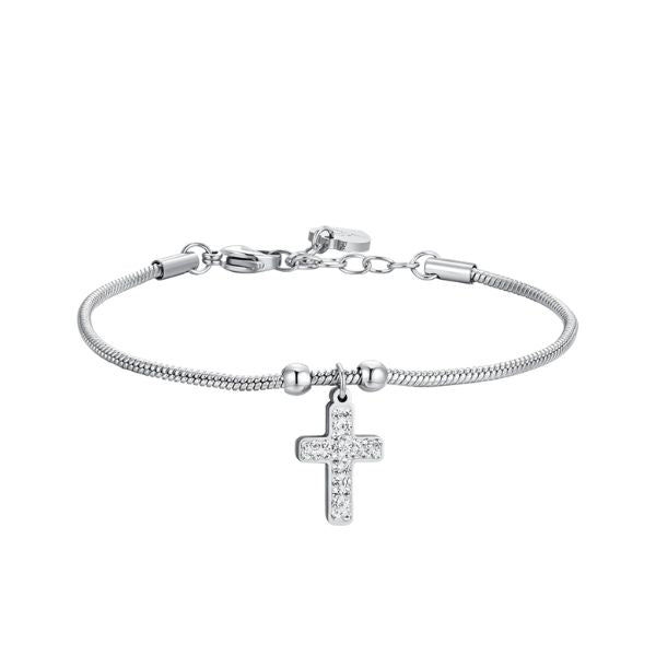 BRACCIALE DONNA IN ACCIAIO CON CROCE