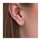 MONO ORECCHINO DONNA IN ACCIAIO CUORE ROSA E CRISTALLI BIANCHI