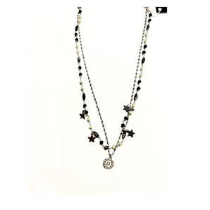 Dvccio girocollo Iris argento 925 rodiato cristalli verdi lettera D