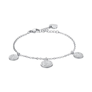 BRACCIALE DONNA IN ACCIAIO ELEMENTI TONDI CON CRISTALLI BIANCHI