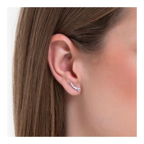 MONO ORECCHINO DONNA IN ACCIAIO CUORE E CRISTALLI BIANCHI