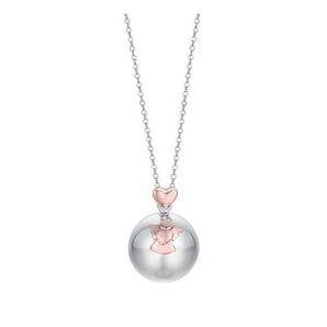 COLLANA CHIAMA ANGELI IN ACCIAIO CIONDOLO IN METALLO CON ANGELO E CUORE