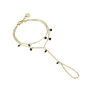 BRACCIALE BACIAMANO DONNA IN ACCIAIO IP GOLD CON CRISTALLI NERI