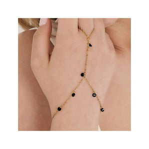 BRACCIALE BACIAMANO DONNA IN ACCIAIO IP GOLD CON CRISTALLI NERI