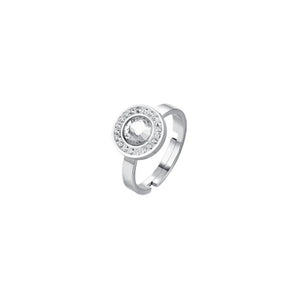 ANELLO DONNA IN ACCIAIO ELEMENTO CRISTALLO BIANCO E CRISTALLI BIANCHI