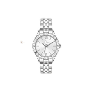 OROLOGIO DONNA IN ACCIAIO GHIERA CRISTALLI BIANCHI