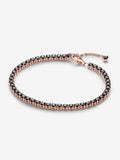 Bracciale Tennis con Pietre Nere Placcatura in Oro Rosa 14k
