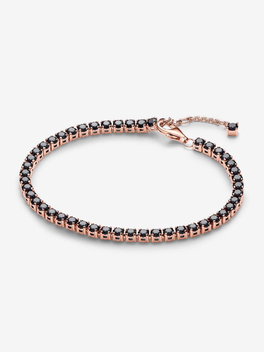 Bracciale Tennis con Pietre Nere Placcatura in Oro Rosa 14k
