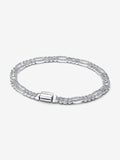 Bracciale Pandora Catena Maglia Cubana Pavè con Ovali Argento Sterling 925