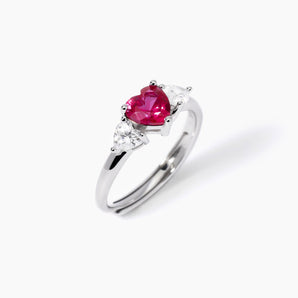 Anello con rubino sintetico taglio cuore