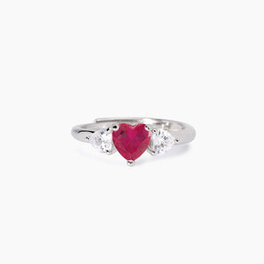 Anello con rubino sintetico taglio cuore