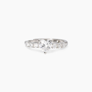 Anello regolabile con cuore in zirconi Rouge