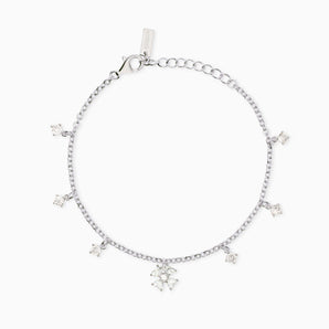 Bracciale con ciondoli in zircone e quadrifoglio Cercami