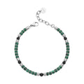 Bracciale acciaio e pietre verdi
