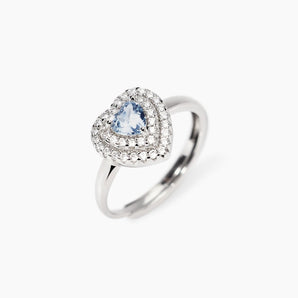Anello con cuore in acquamarina sintetica