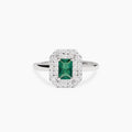 Anello in argento con smeraldo sintetico e zirconi