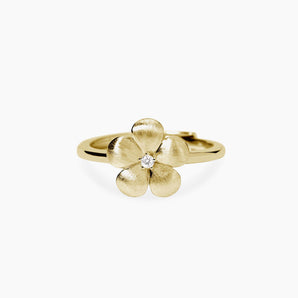 Anello con fiore in argento dorato
