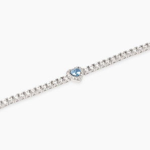 Bracciale tennis con acquamarina sintetica