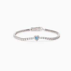 Bracciale tennis con acquamarina sintetica