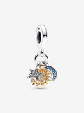 Charm Pendente Stella, Sole e Luna Argento Sterling 925, Placcatura in Oro 14k