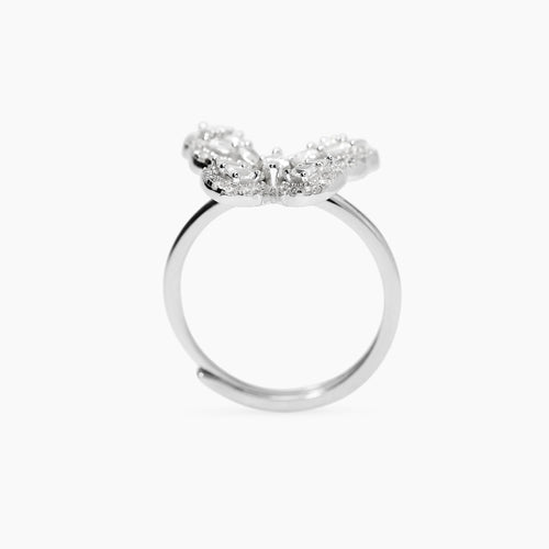 Anello in argento con farfalla in zirconi
