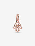 Charm Mano di Fatima Protettiva Placcatura in Oro Rosa 14k
