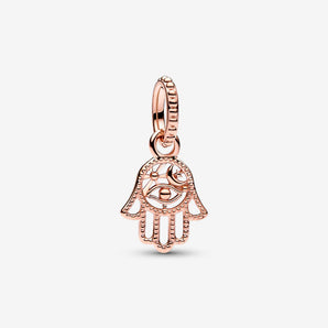 Charm Mano di Fatima Protettiva Placcatura in Oro Rosa 14k