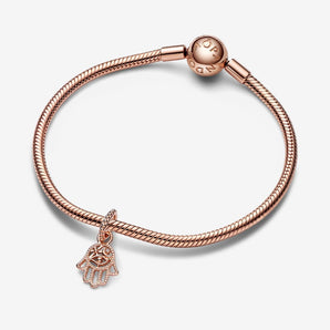 Charm Mano di Fatima Protettiva Placcatura in Oro Rosa 14k