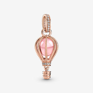 Charm Pendente Mongolfiera Rosa Placcatura in Oro Rosa 14k