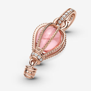 Charm Pendente Mongolfiera Rosa Placcatura in Oro Rosa 14k