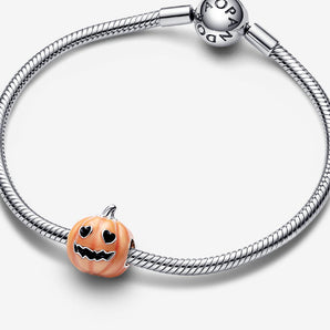 Charm Zucca di Halloween che si illumina al buio Argento Sterling 925