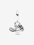 Charm Pendente Fotocamera, Cuore e Bussola Argento Sterling 925
