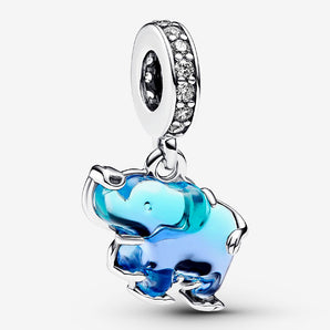 Pandora charm pendente Elefante Vetro Murano blu