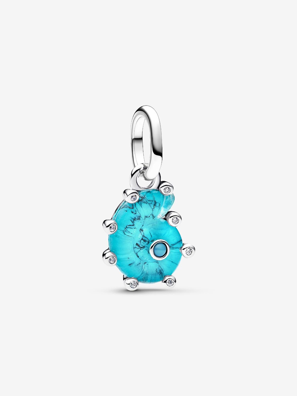 Charm Pendente Conchiglia Vetro di Murano Turchese Argento Sterling 925