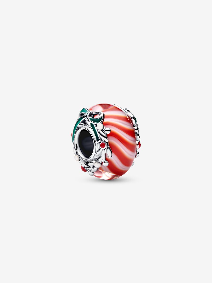 Charm Pandora Vetro di Murano Caramella di Natale Argento Sterling 925
