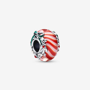 Charm Pandora Vetro di Murano Caramella di Natale Argento Sterling 925