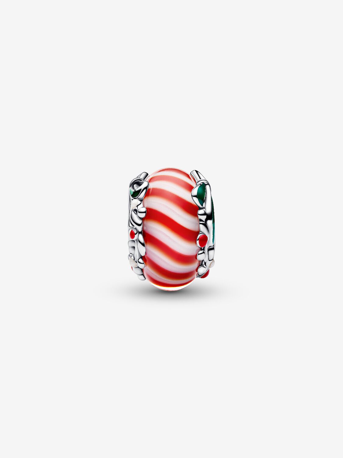 Charm Pandora Vetro di Murano Caramella di Natale Argento Sterling 925