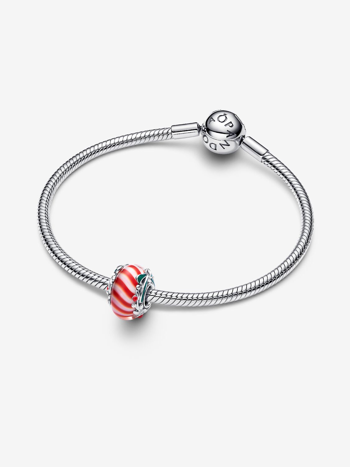 Charm Pandora Vetro di Murano Caramella di Natale Argento Sterling 925