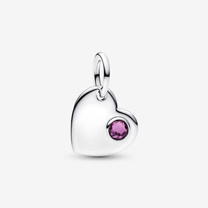 Charm Pendente Pandora Cuore con Pietra Viola Febbraio Argento Sterling 925