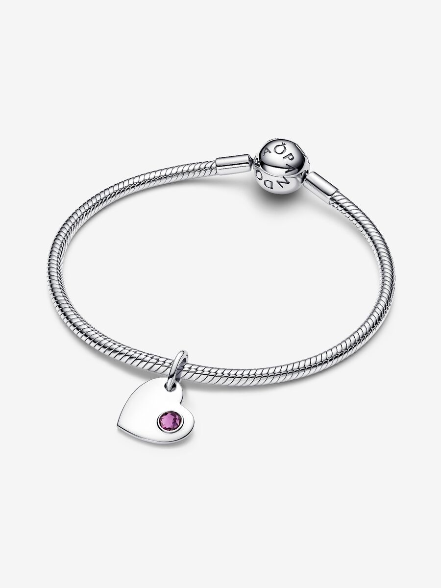 Charm Pendente Pandora Cuore con Pietra Viola Febbraio Argento Sterling 925