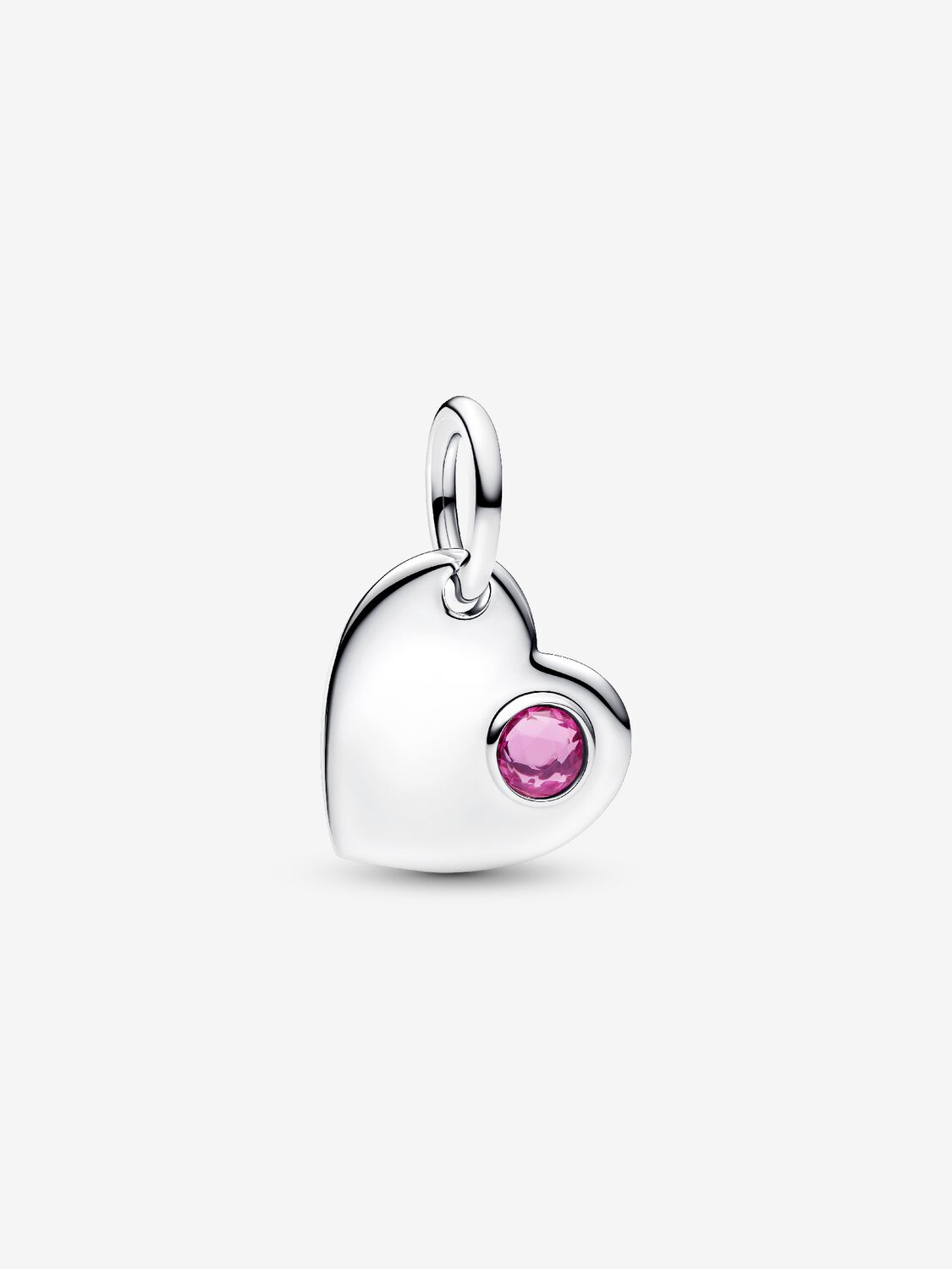 Charm Pendente Pandora Cuore con Pietra Rosa Scuro Ottobre Argento Sterling 925