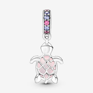 Pandora charm Tartaruga Marina Vetro di Murano rosa
