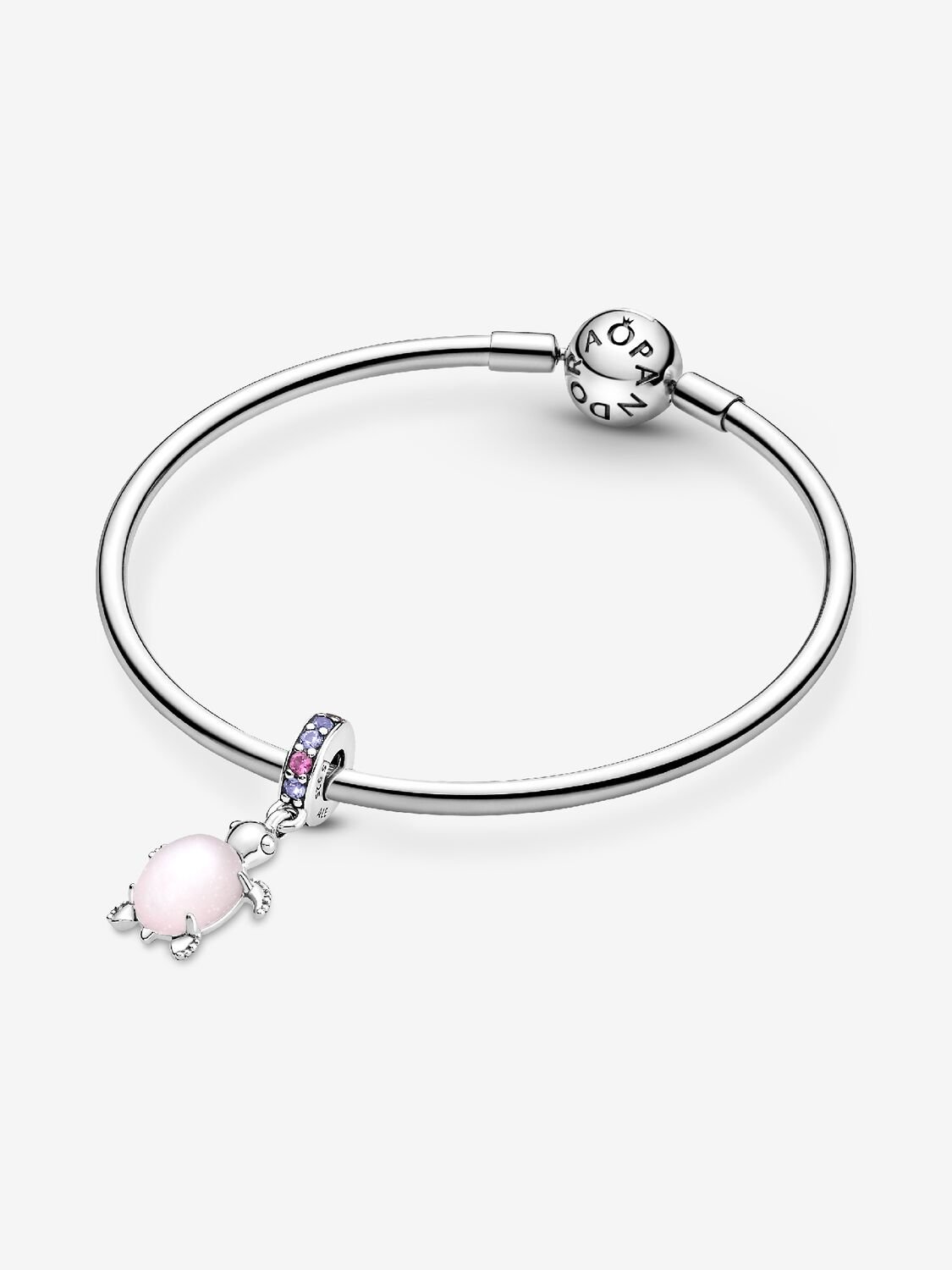 Pandora charm Tartaruga Marina Vetro di Murano rosa