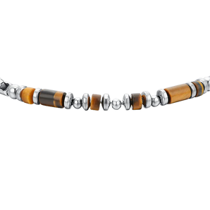 BRACCIALE UOMO IN ACCIAIO PIETRA OCCHIO DI TIGRE