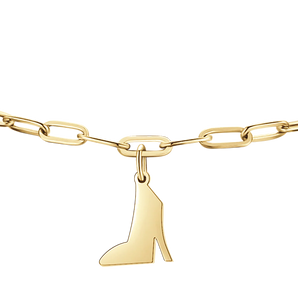 BRACCIALE DONNA IN ACCIAIO DORATO CON CUORE, SCARPA E STELLA