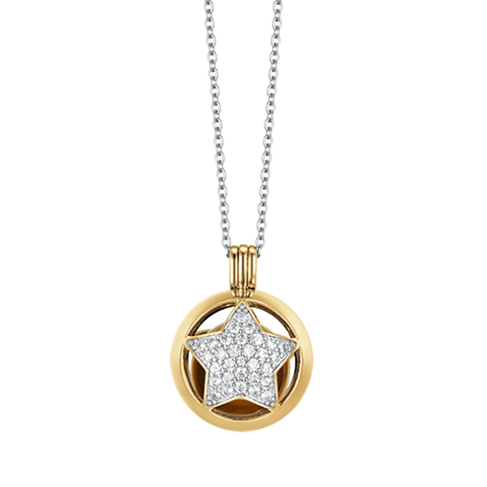 COLLANA CHIAMA ANGELI IN ACCIAIO CON STELLA CON CRISTALLI BIANCHI