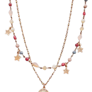 Dvccio collana Iris argento 925 placcato oro rosa 24Kt lettera C